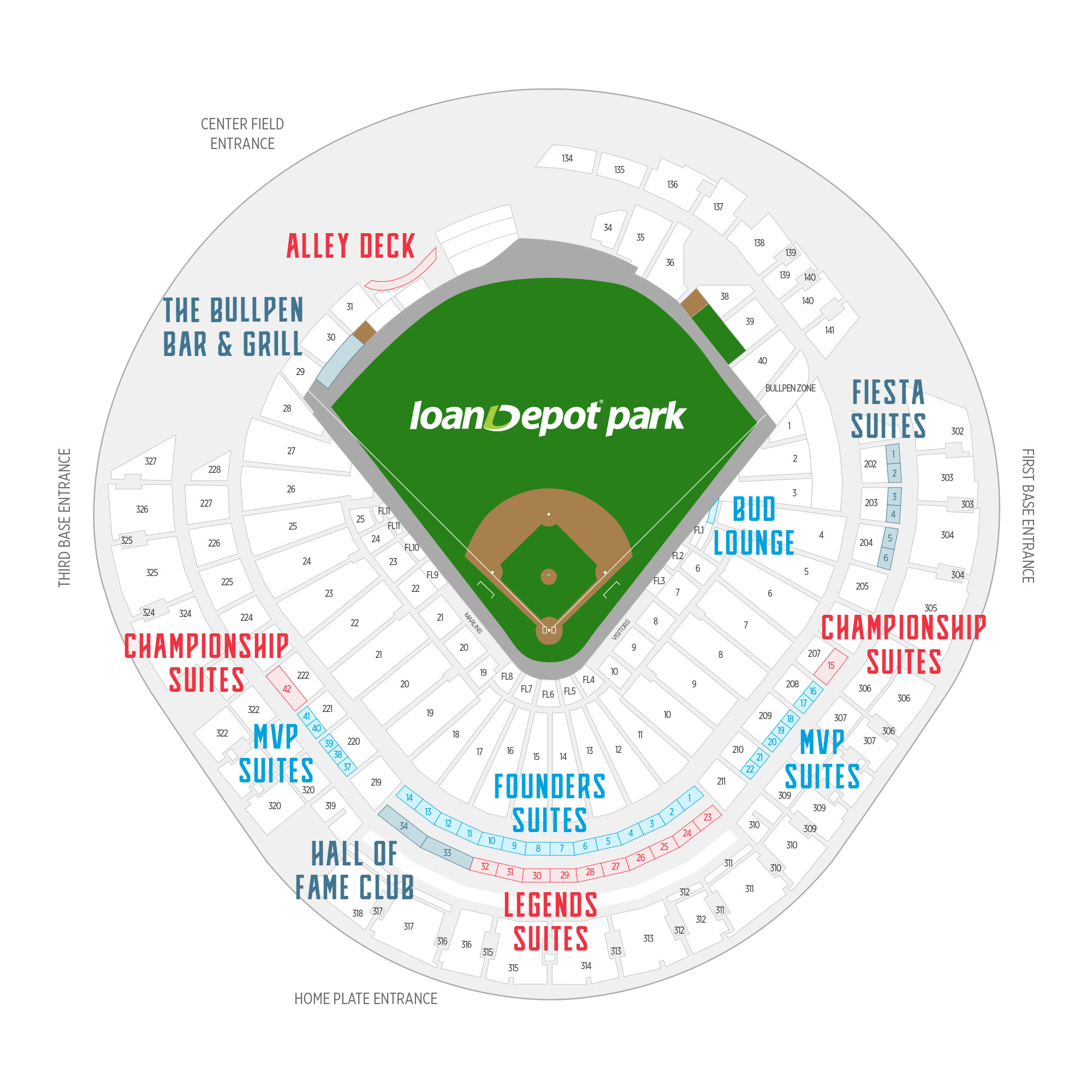 loanDepot park / Miami Marlins Suite Map and Seating Chart