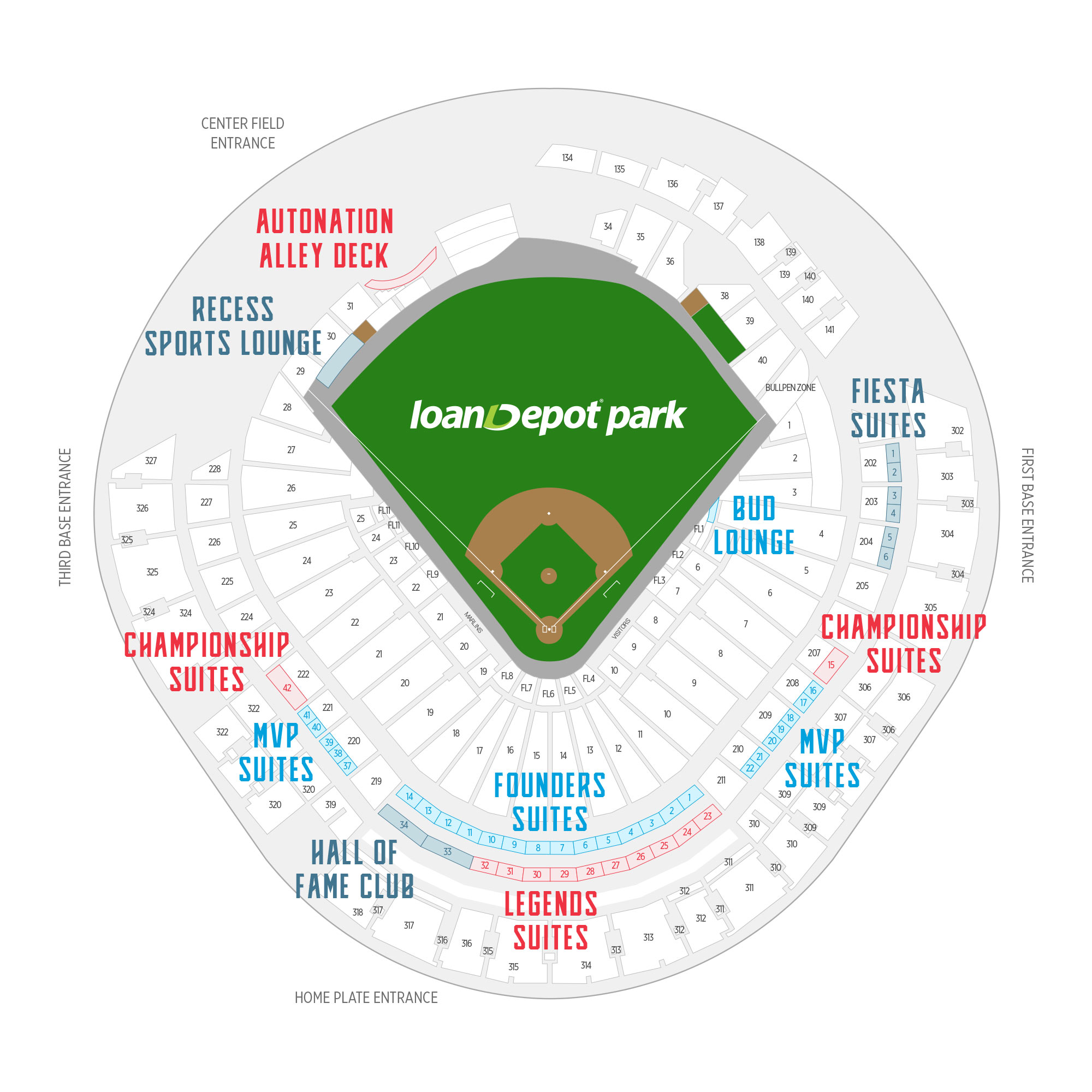 loanDepot park / Miami Marlins Suite Map and Seating Chart